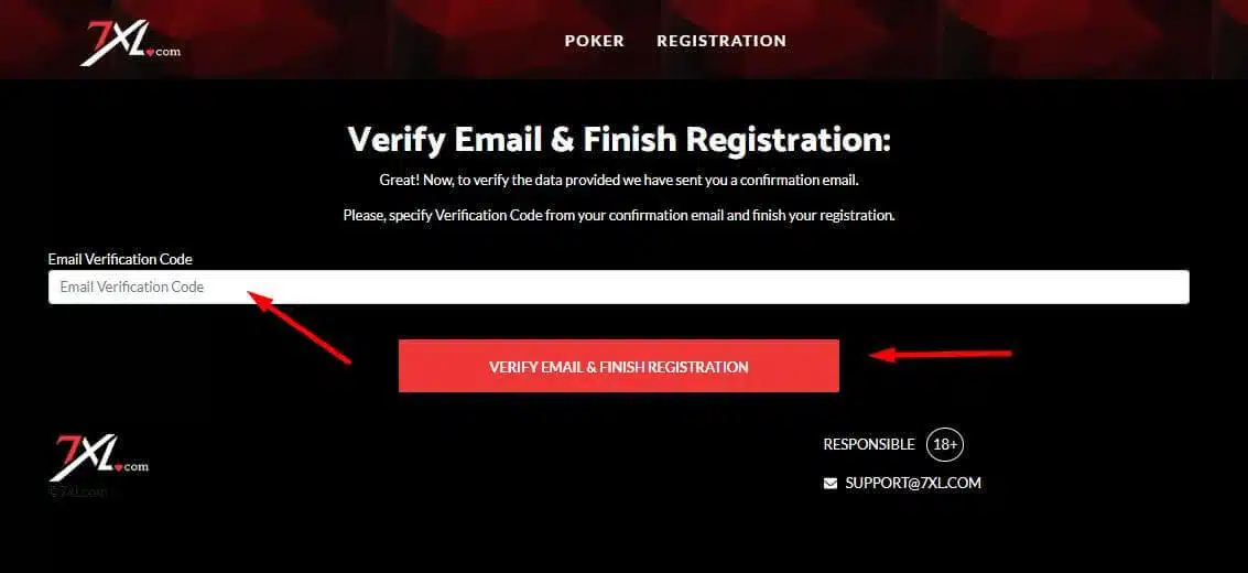 הקלידו את קוד האימות שקיבלתם מ 7XL