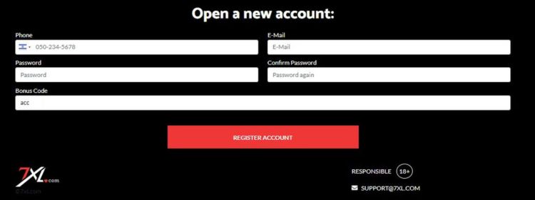 טופס הרשמה של 7XL