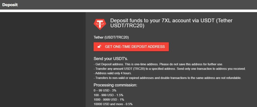 כתובת ארנק ה USDT ב 7XL